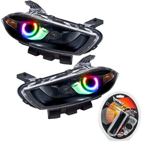 Dodge Dart Headlight Assemblies - ORACLE Lighting - Halogen - ColorSHIFT - Black - `13-`16